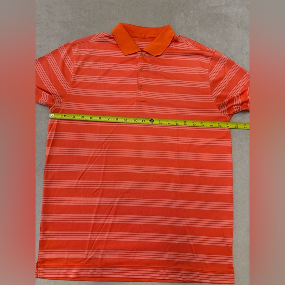 Nike Golf Tour Performance Polo Shirt Men’s Medium Orange Striped Dri-Fit Golf - Picture 2 of 7